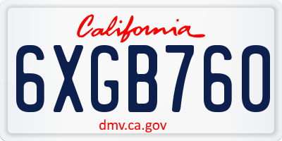 CA license plate 6XGB760