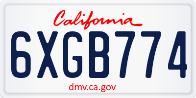 CA license plate 6XGB774