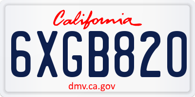 CA license plate 6XGB820