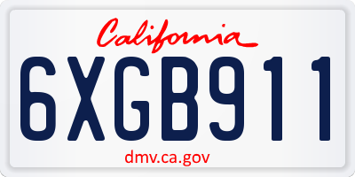 CA license plate 6XGB911