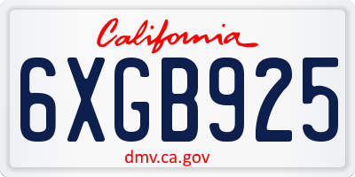 CA license plate 6XGB925