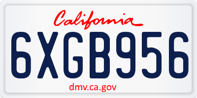 CA license plate 6XGB956