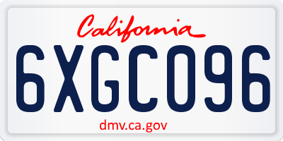 CA license plate 6XGC096