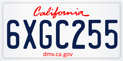 CA license plate 6XGC255