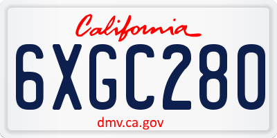 CA license plate 6XGC280