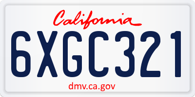CA license plate 6XGC321