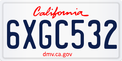 CA license plate 6XGC532