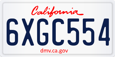 CA license plate 6XGC554