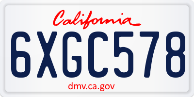 CA license plate 6XGC578