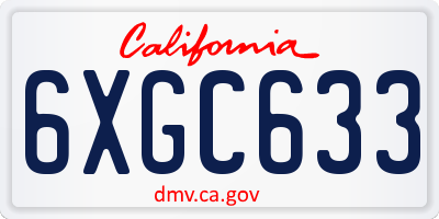 CA license plate 6XGC633