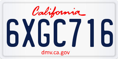 CA license plate 6XGC716