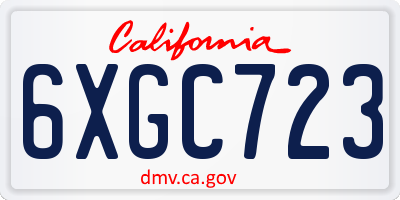 CA license plate 6XGC723