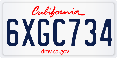 CA license plate 6XGC734