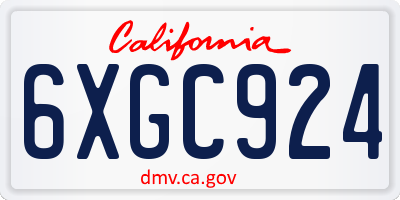 CA license plate 6XGC924