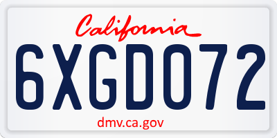CA license plate 6XGD072