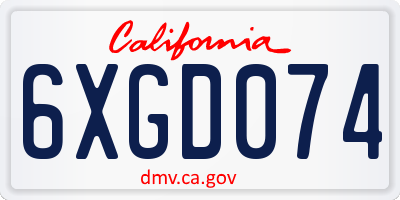 CA license plate 6XGD074