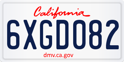 CA license plate 6XGD082