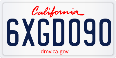 CA license plate 6XGD090