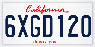 CA license plate 6XGD120