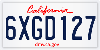 CA license plate 6XGD127