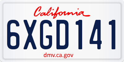 CA license plate 6XGD141