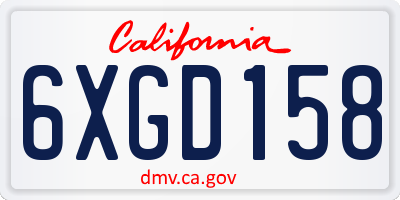 CA license plate 6XGD158