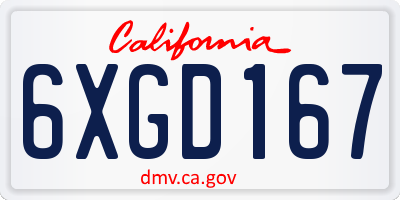 CA license plate 6XGD167