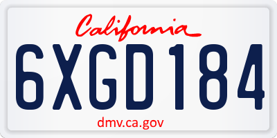 CA license plate 6XGD184