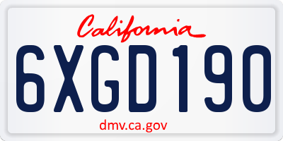 CA license plate 6XGD190