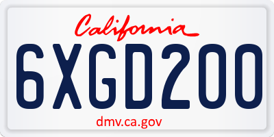 CA license plate 6XGD200