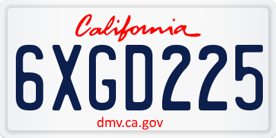 CA license plate 6XGD225
