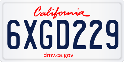 CA license plate 6XGD229