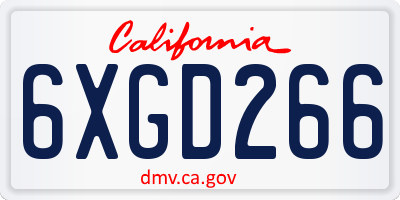 CA license plate 6XGD266