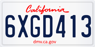CA license plate 6XGD413