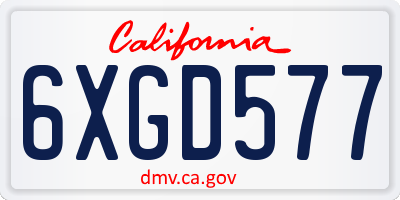 CA license plate 6XGD577