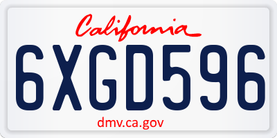 CA license plate 6XGD596