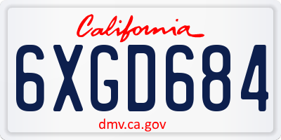 CA license plate 6XGD684