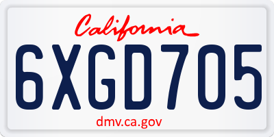 CA license plate 6XGD705