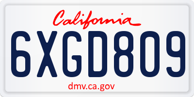 CA license plate 6XGD809