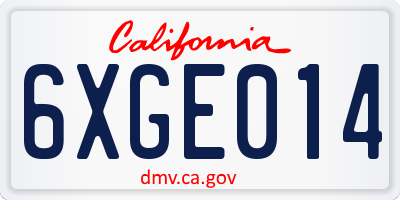 CA license plate 6XGE014