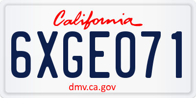 CA license plate 6XGE071