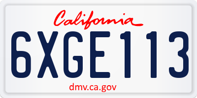 CA license plate 6XGE113