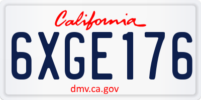 CA license plate 6XGE176