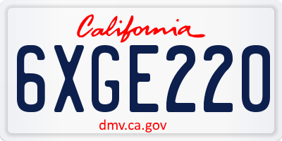 CA license plate 6XGE220