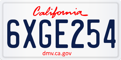 CA license plate 6XGE254