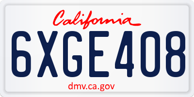CA license plate 6XGE408
