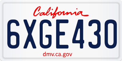 CA license plate 6XGE430