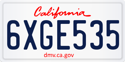 CA license plate 6XGE535