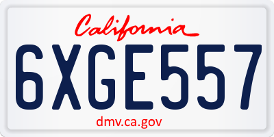 CA license plate 6XGE557