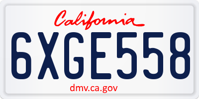 CA license plate 6XGE558